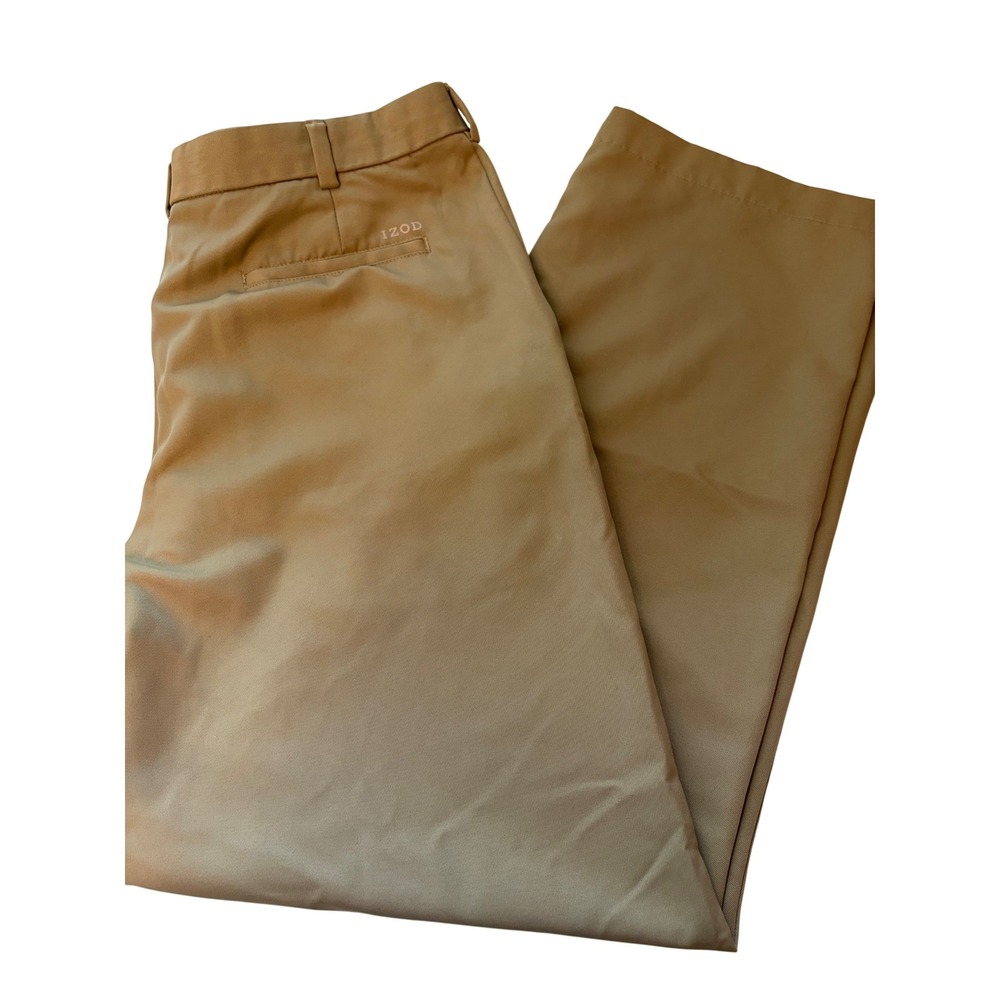 IZOD Golf X-Treme Function Mens Khaki Tan Performance Pants 36x34 Flat Front